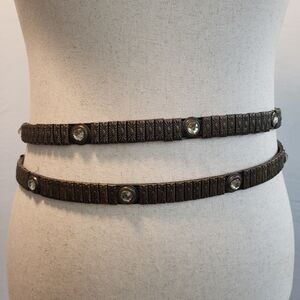 Vintage Metal Belt with Crystal Accents Hook Closures Set Of 2